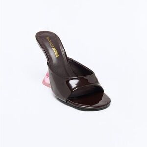 Sculptural Brown and Pink Wedge Heels